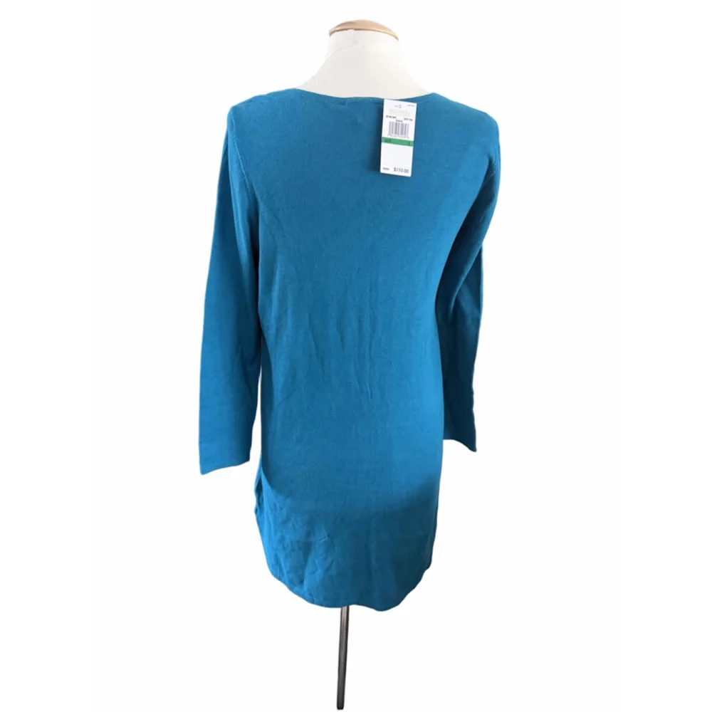 Women's Michael Kors Deep Teal Keyhole long sleeve dress L